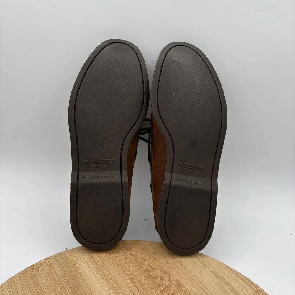 Sperry Top-Sider Boat Shoes Mens 10 Brown Suedew Leather Moc Casual Lace Up